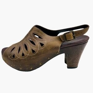 Dansko Leather Slingback‎ Clog Heel Sandals Rowena Brown US 10.5-11 EU 41